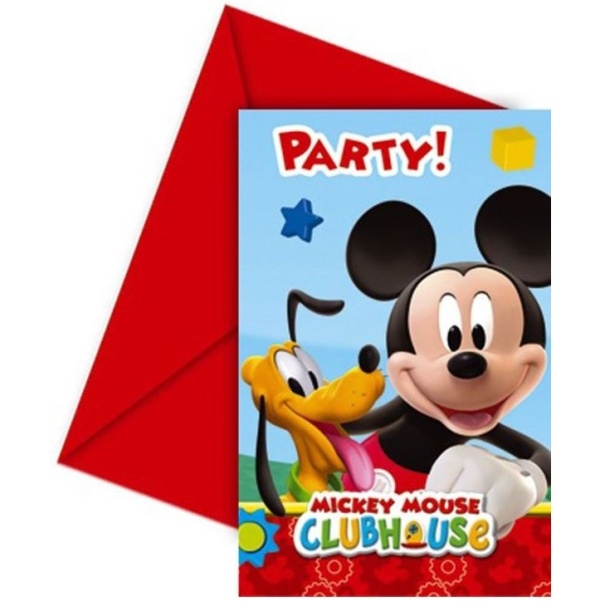 Levně Mickey Club party - Pozvánka + obálka, vel. 14,5 x 9 cm, 6ks