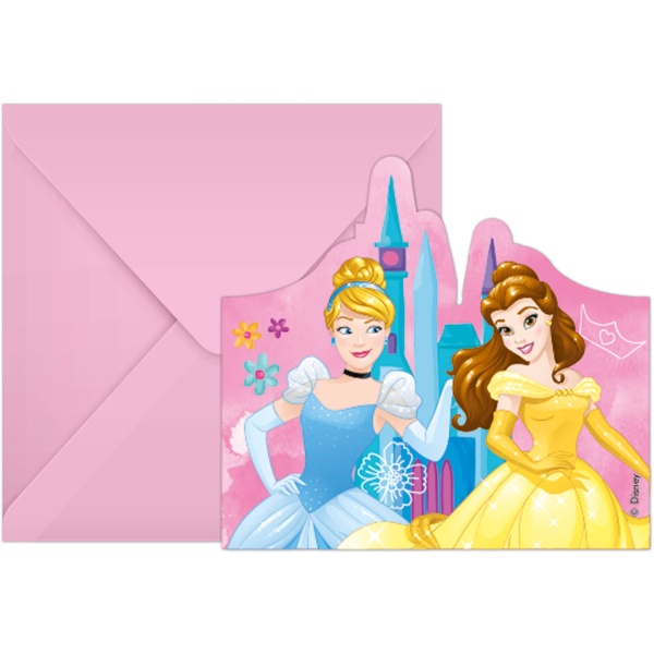 Princezny Disney - Pozvánky s obálkami 6 ks