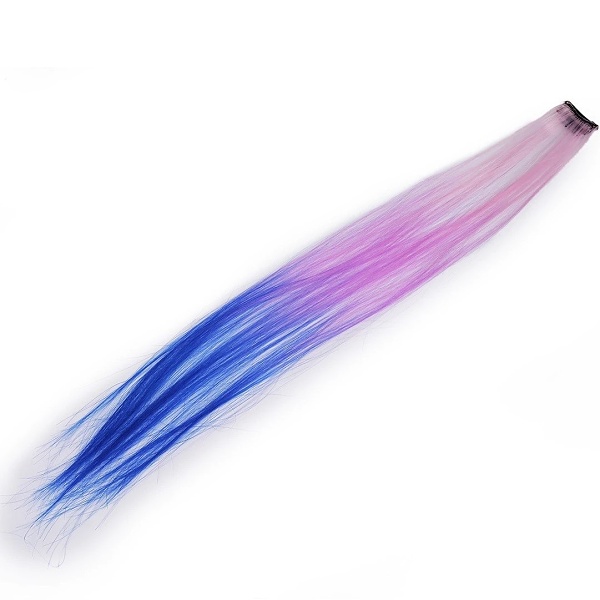 Levně Pramen vlasů s clip-in hřebínkem růžovo-modrý 1 ks