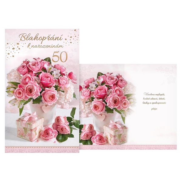 Přání k narozeninám s růžemi 50