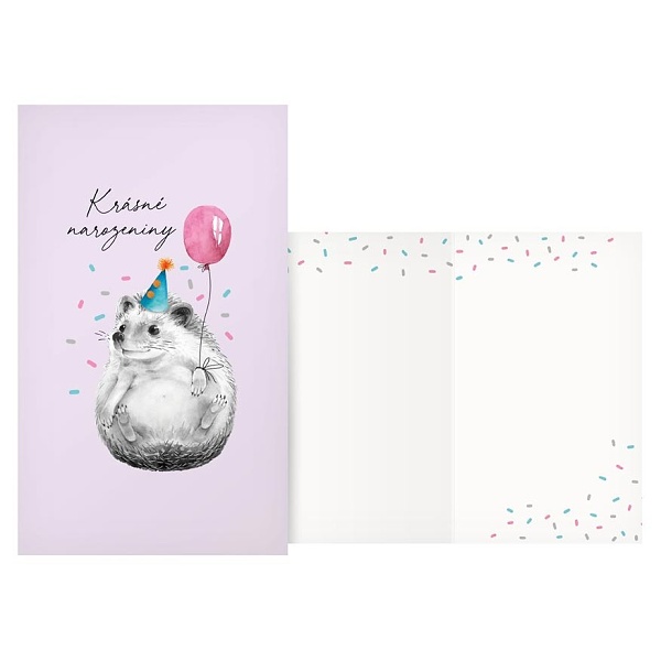 Přání srdečné Krásné narozeniny s ježečkem