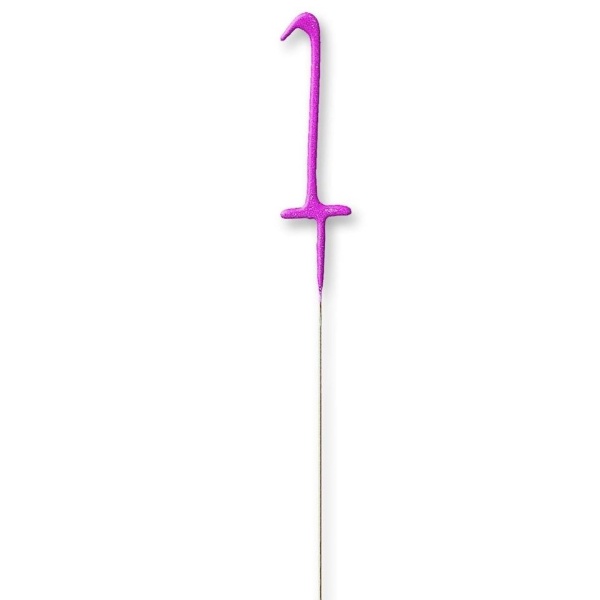Levně Prskavka glitrová číslice 1 růžová 17,8 cm