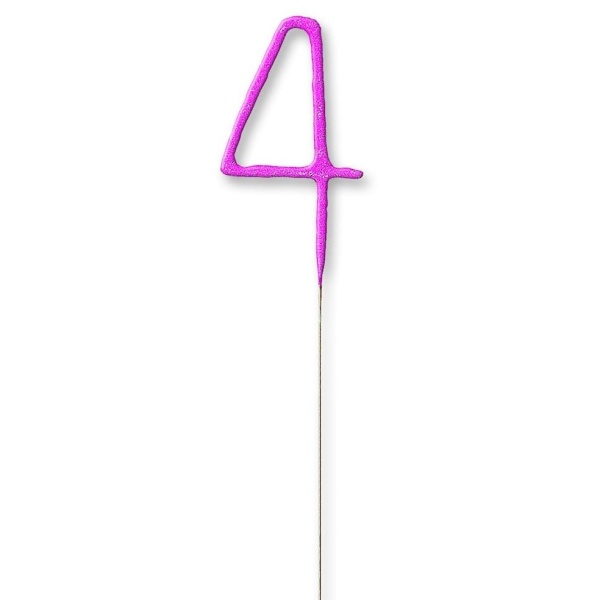 Levně Prskavka glitrová číslice 4 růžová 17,8 cm