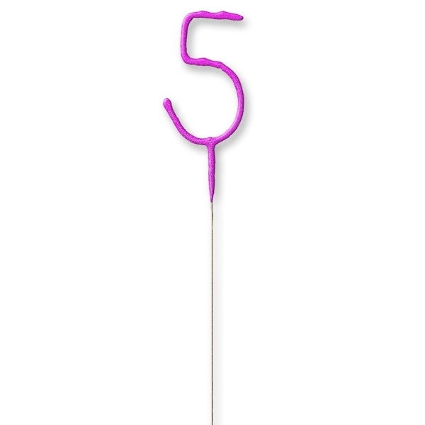 Prskavka glitrová číslice 5 růžová 17,8 cm