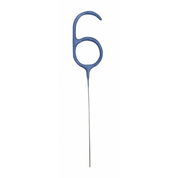 Prskavka glitrová číslice 6 modrá 17,8 cm