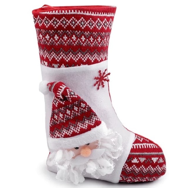 Punčocha vánoční červeno-bílá Santa 24 x 38 cm