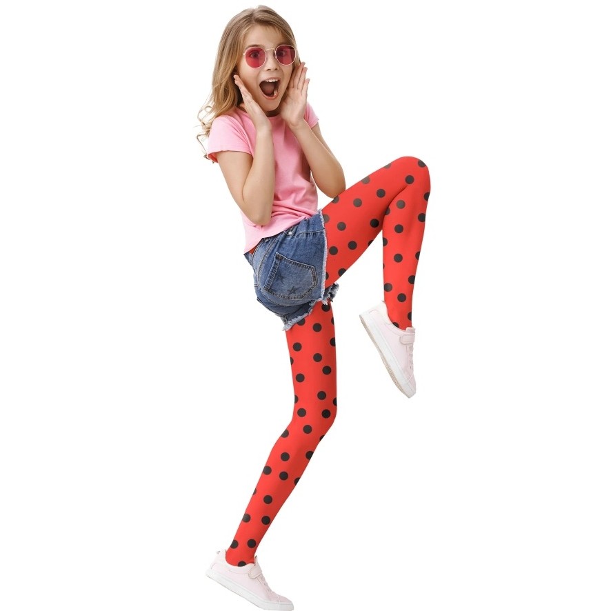 Punčocháče dětské červené s puntíky