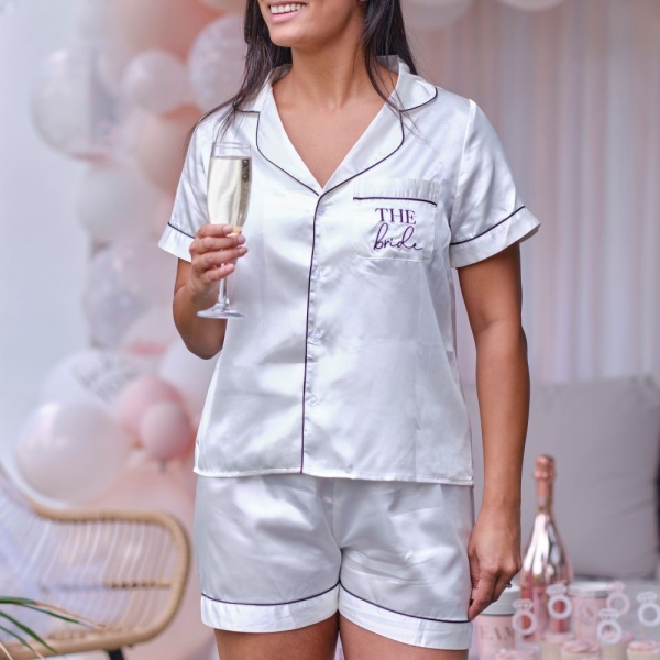 Pyžamo saténové bílé The Bride vel. S