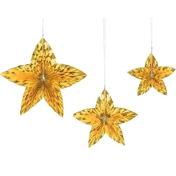 Levně Rozety dekorativní Hvězdy, zlaté 3 ks