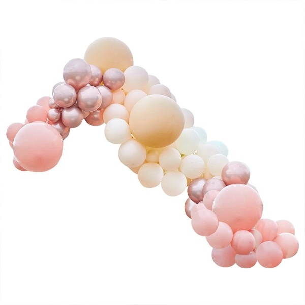 Sada balónků na balónkový oblouk Deluxe broskvová/růžová/růžové zlato 200 ks