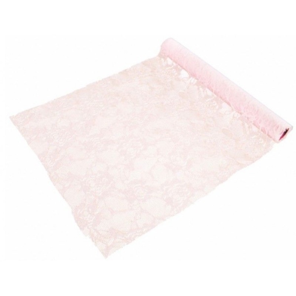 Šerpa stolová krajková růžová Růže 30 cm x 5 m