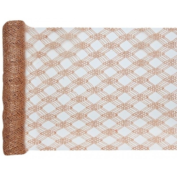 ŠERPA stolová lurexová síť Rose Gold 28cm x 3m