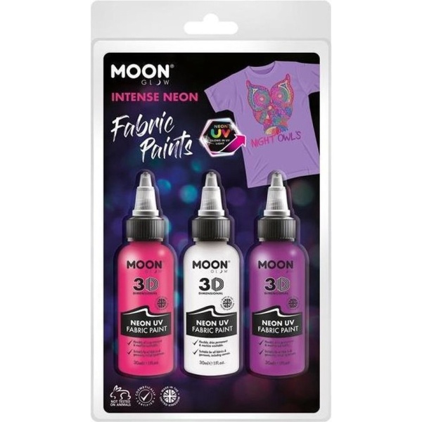 Neonové barvy na textil 3D UV růžová/bílá/fialová