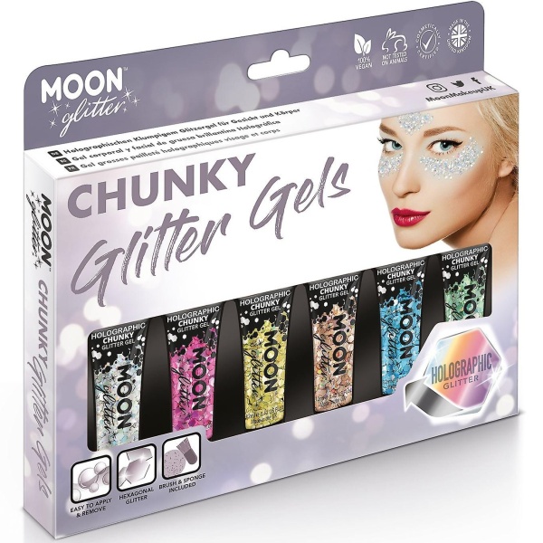 SET glitrových gelů Chunky mix barev 6 ks