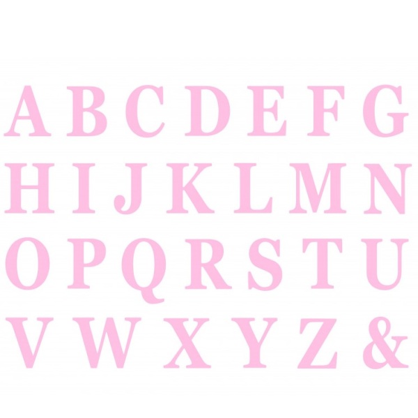 Set nalepovacích písmen růžové 13,5 cm 48 ks