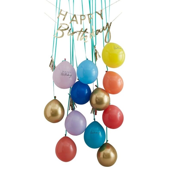 Happy Birthday party – Deko set s balónky na dveře Multicolor/Gold