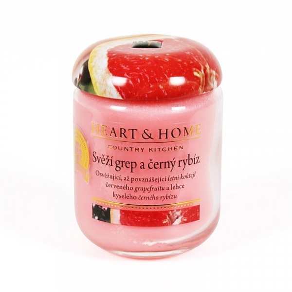 SVÍČKA vonná Heart & Home 8 x 6 cm SVĚŽÍ GREP A ČERNÝ RYBÍZ