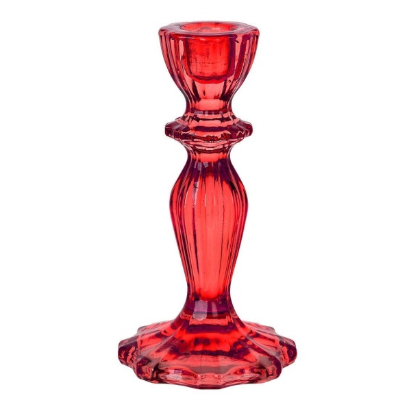 Svícen skleněný luxusní 16 cm červený
