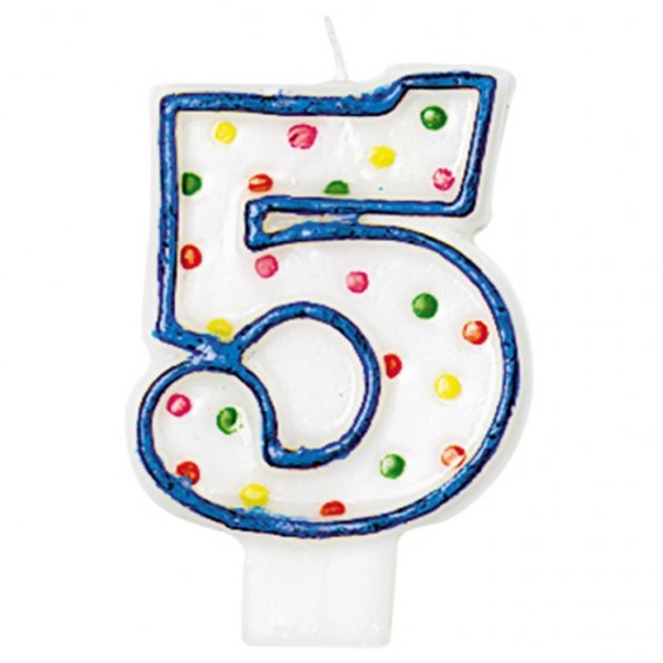 Levně SVÍČKA číslice "5" s puntíky 1ks