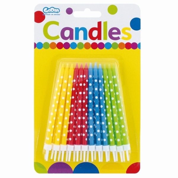 Narozeninové svíčky s puntíky barevné