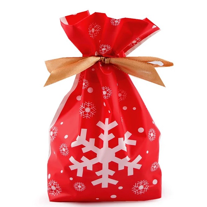 Sek vnon se stuhou erven s vlokou 12x17 cm 1 ks