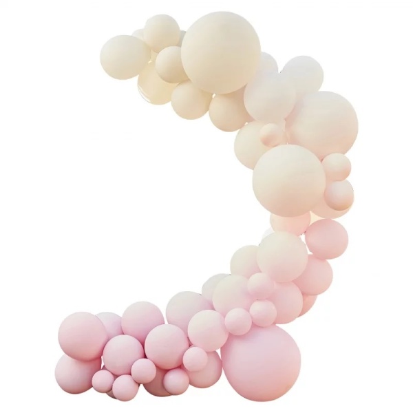 Levně Sada balónků na balónkový oblouk OMBRÉ tělová-růžová 75 ks