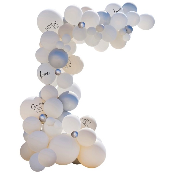 Sada balónků na balónkový oblouk bílá/stříbrná Hen party 75 ks