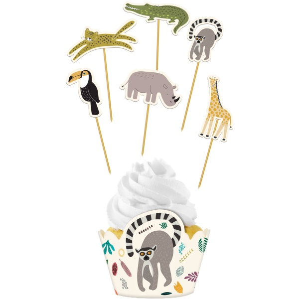 Levně Sada dekorací na cupcaky Zoo Party 12 ks