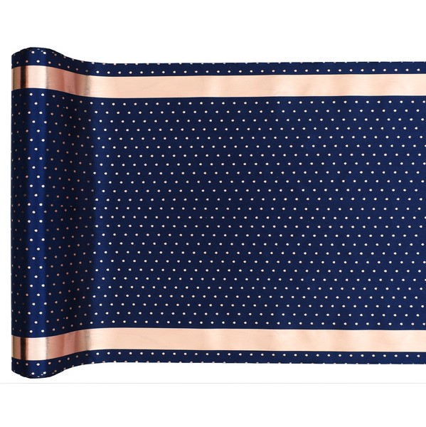 Šerpa stolová námořnicky modrá se zlatým okrajem a puntíky 28 cm x 3 m
