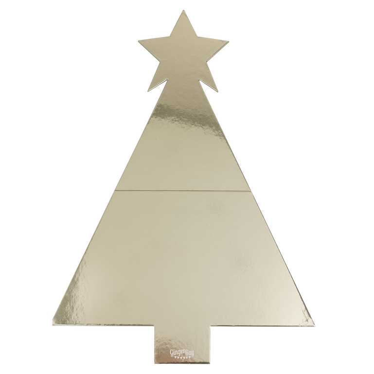 Levně Servírovací deska na občerstvení Vánoční stromeček zlatý 56 x 40 cm
