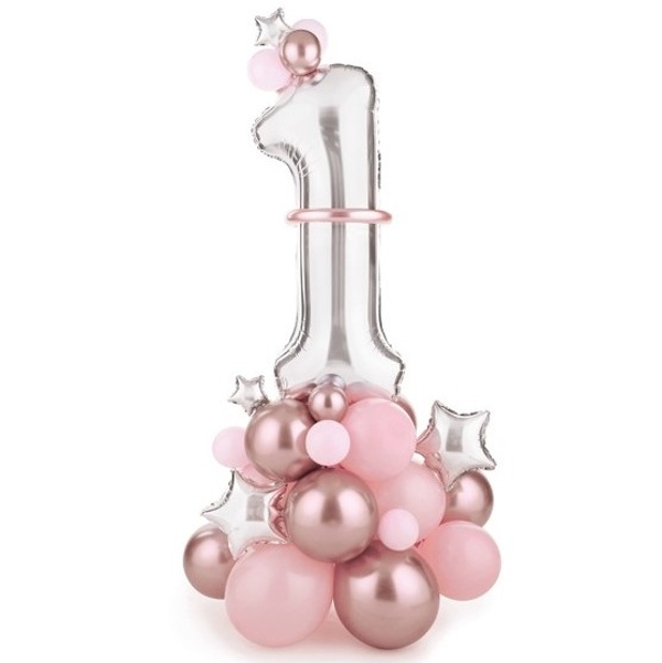 Levně 1. narozeniny balónková dekorace – růžová 90 x 140 cm