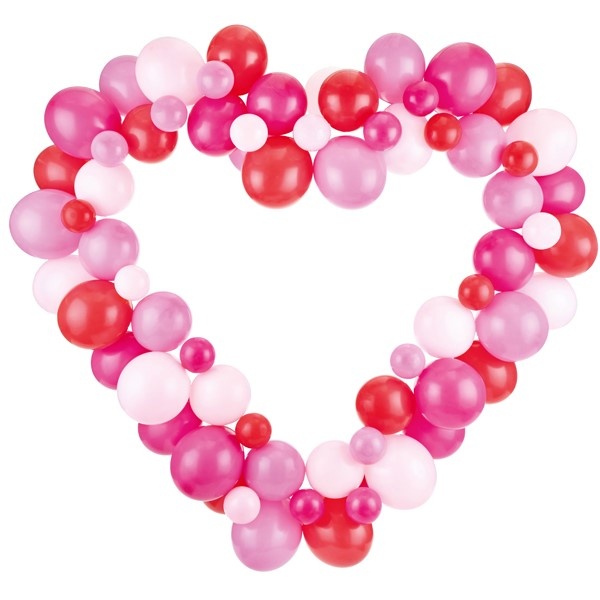 Set balónků Srdce růžové, s rámem 160 cm