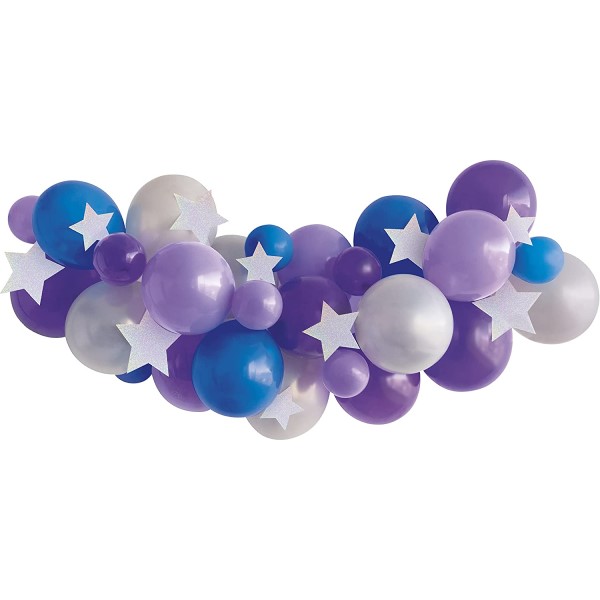 Levně Set balónků na balónkový oblouk a papírové hvězdy fialovo-modrá