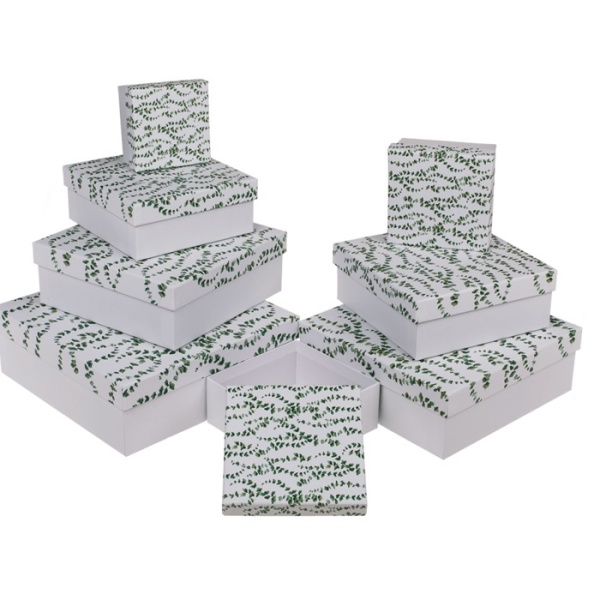 Set dárkových boxů bílé Eucalyptus 22,5 x 22,5 x 8 cm 8 ks