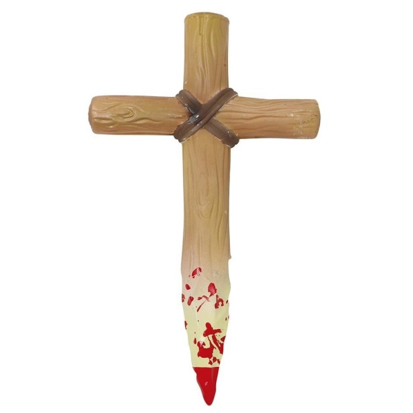 Levně Halloweenská dekorace - Špičatý kříž 30 cm