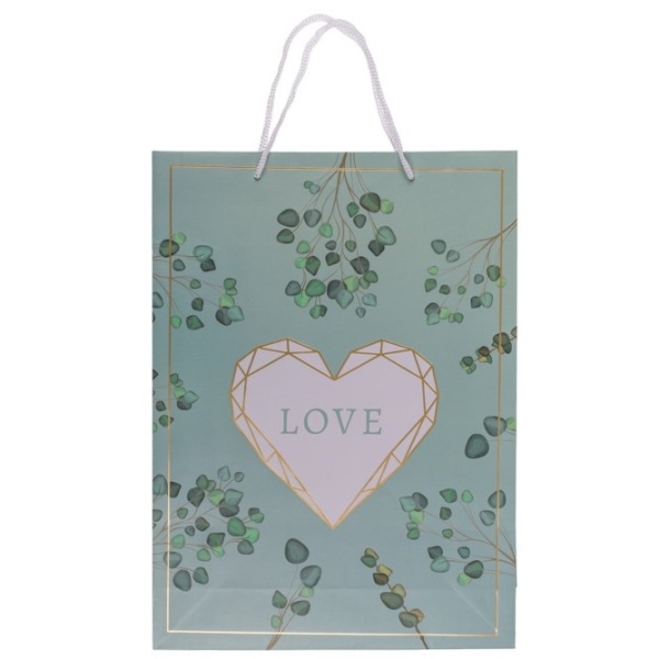 Svatební dárková taška Mintová love - 25 x 8,5 x 34 cm