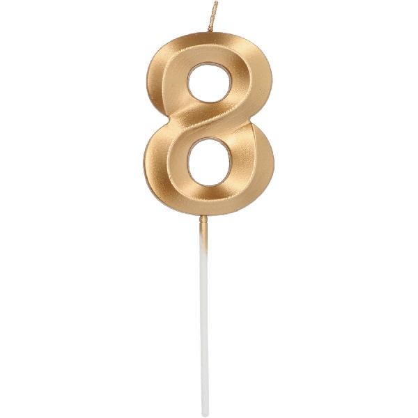 Svíčka Glamour číslo 8 Gold Metallic