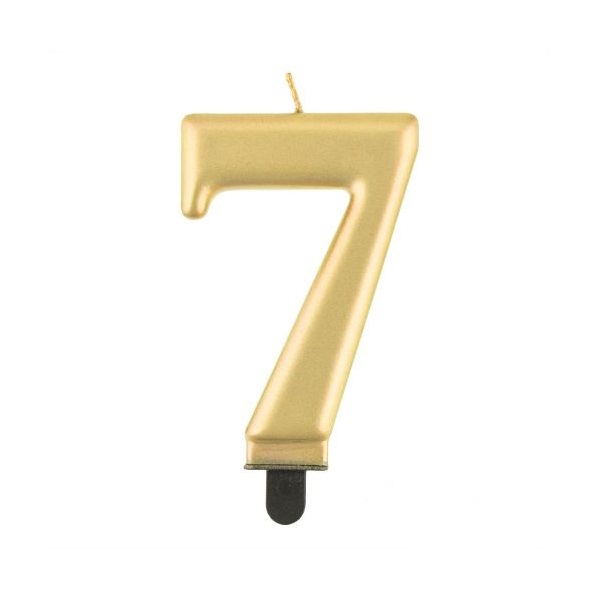 Svíčka číslice 7 metalická zlatá 8 cm
