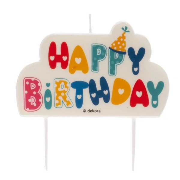 Svíčka dortová Happy Birthday 10 x 6,5 cm