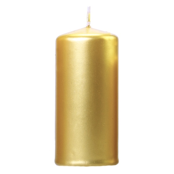 Svíčka válec zlatá metalická 12 x 6 cm  20 hodin