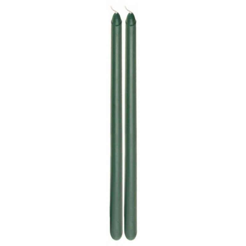 Svíčka vysoká úzká tmavě zelená 30 cm 2 ks