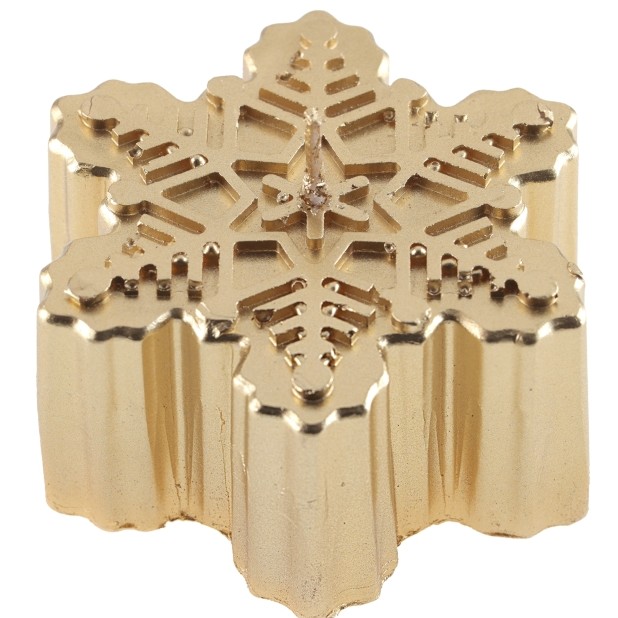 Svíčka zlatá sněhová vločka 6,5x6,5 cm 1 ks