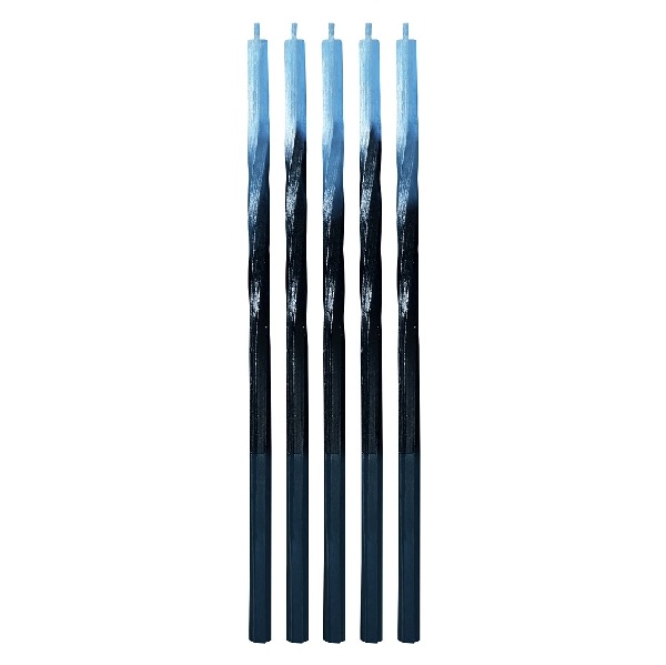 Svíčky Ombre, modrá / černá, 5 ks