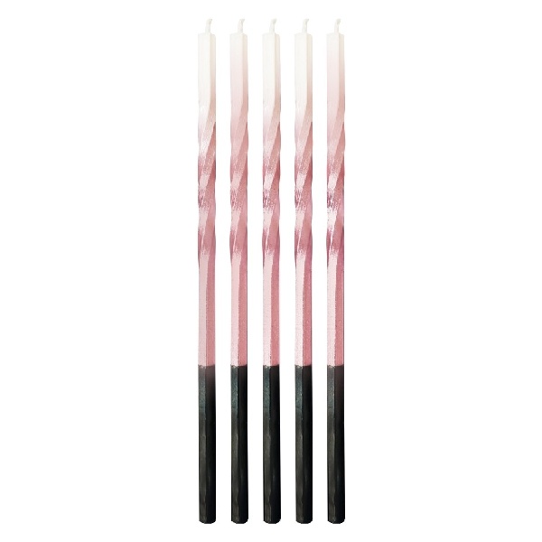 Svíčky Ombre, růžové/ bílé, 5 ks