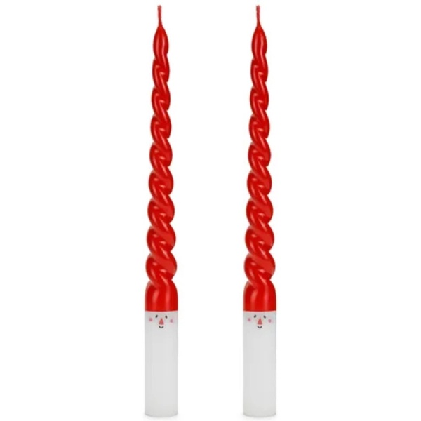 Svíčky dlouhé kroucené Santa 25 cm 2 ks