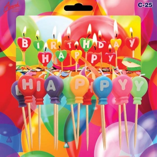 Levně Svíčky dortové Balónky Happy Birthday