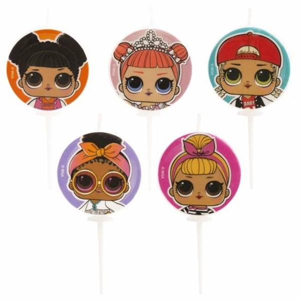 Svíčky dortové kulaté LOL Surprise 3 cm 5 ks