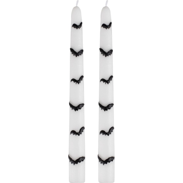 Svíčky vysoké bílé s netopýry 24 cm 2 ks