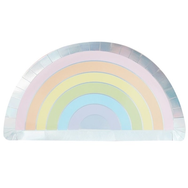Rainbow pastel - Talíře designové lux 8 ks 16 x 28 cm