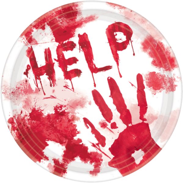 Levně Halloween Horror -Talíře papírové Krvavé Help 23cm 8ks